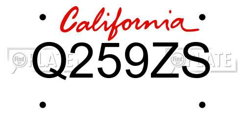 Q259ZS California License Plate