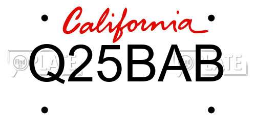 Q25BAB California License Plate