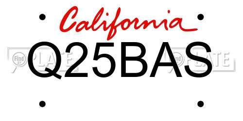 Q25BAS California License Plate