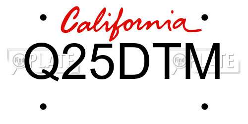 Q25DTM California License Plate