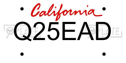 Q25EAD California License Plate