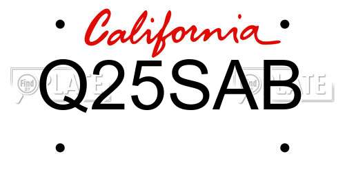 Q25SAB California License Plate
