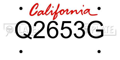 Q2653G California License Plate