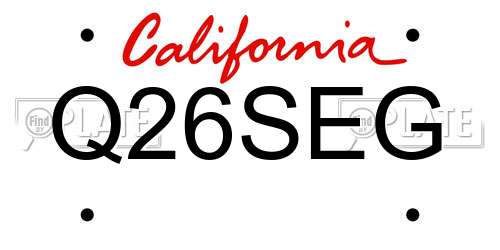 Q26SEG California License Plate