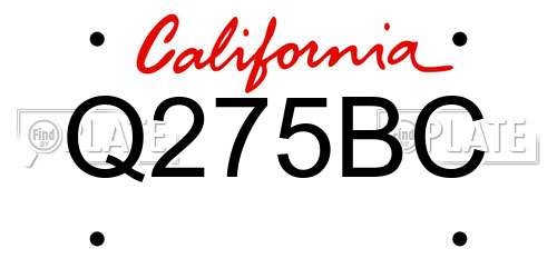Q275BC California License Plate