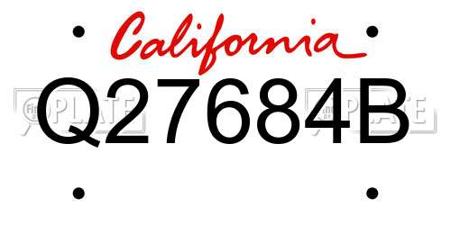 Q27684B California License Plate
