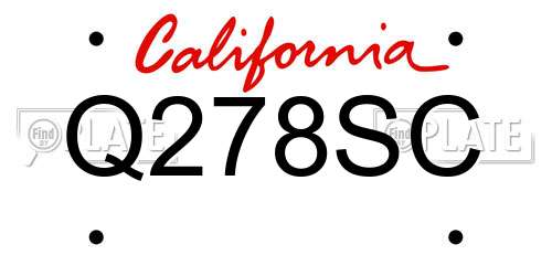 Q278SC California License Plate