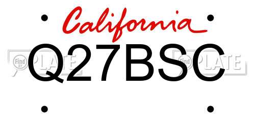 Q27BSC California License Plate