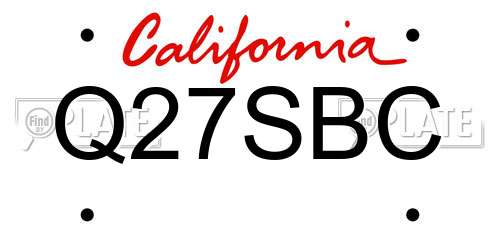 Q27SBC California License Plate