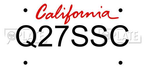 Q27SSC California License Plate