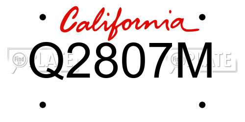 Q2807M California License Plate