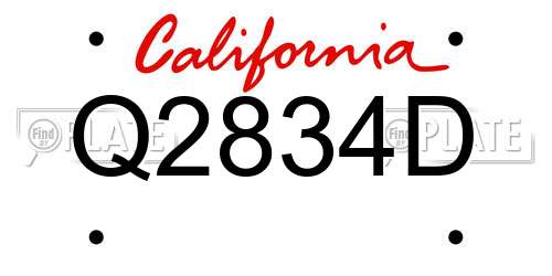 Q2834D California License Plate