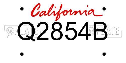 Q2854B California License Plate