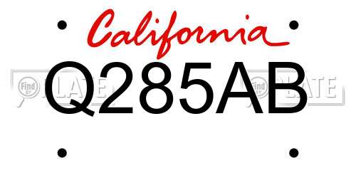 Q285AB California License Plate