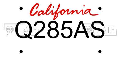 Q285AS California License Plate