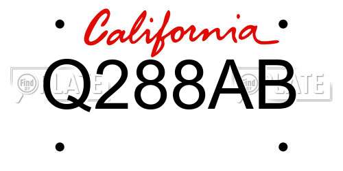 Q288AB California License Plate