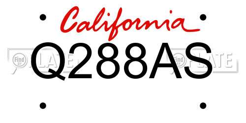 Q288AS California License Plate