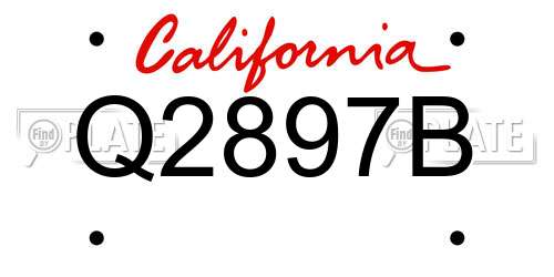 Q2897B California License Plate