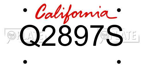 Q2897S California License Plate