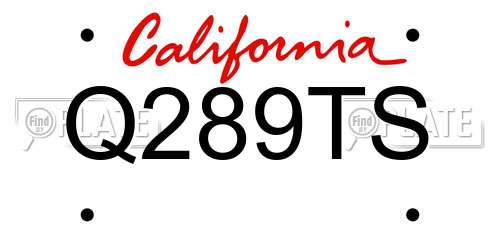 Q289TS California License Plate