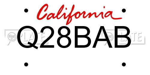 Q28BAB California License Plate
