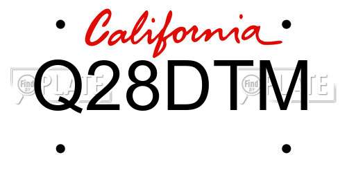 Q28DTM California License Plate