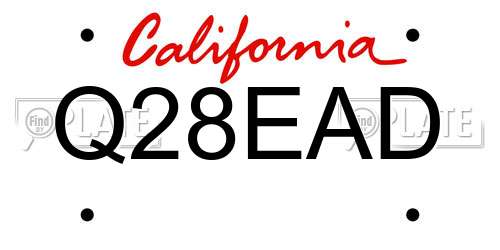 Q28EAD California License Plate
