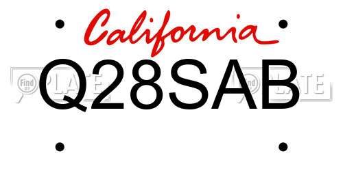 Q28SAB California License Plate