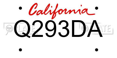 Q293DA California License Plate