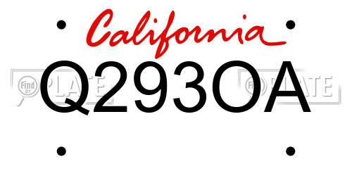 Q293OA California License Plate
