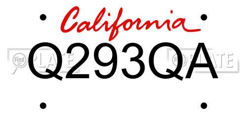 Q293QA California License Plate