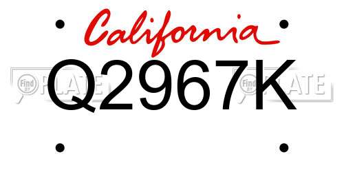 Q2967K California License Plate
