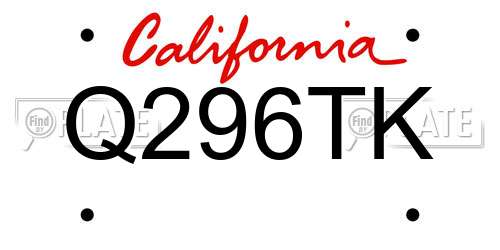 Q296TK California License Plate