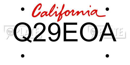 Q29EOA California License Plate