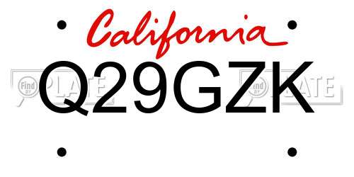 Q29GZK California License Plate