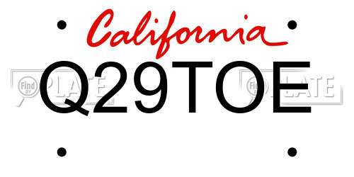 Q29TOE California License Plate