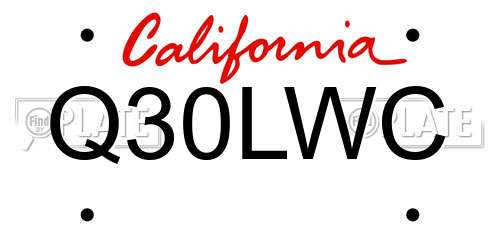 Q30LWC California License Plate