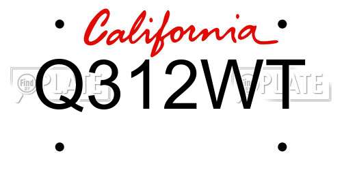 Q312WT California License Plate