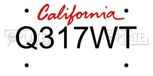 Q317WT California License Plate