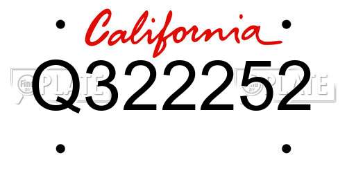 Q322252 California License Plate