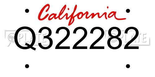 Q322282 California License Plate