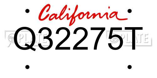 Q32275T California License Plate