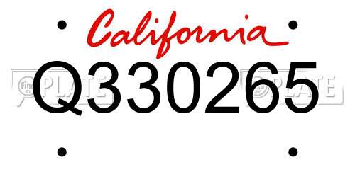 Q330265 California License Plate