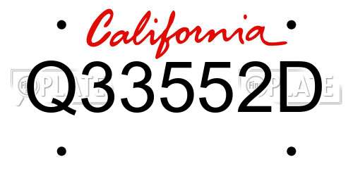 Q33552D California License Plate