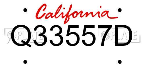 Q33557D California License Plate