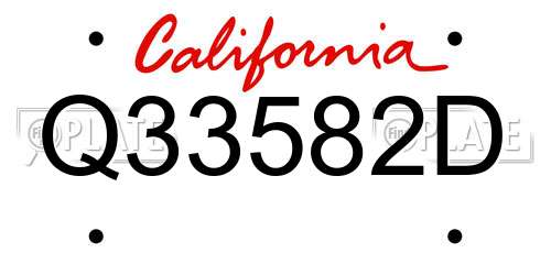 Q33582D California License Plate
