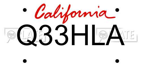Q33HLA California License Plate