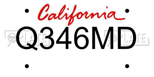 Q346MD California License Plate