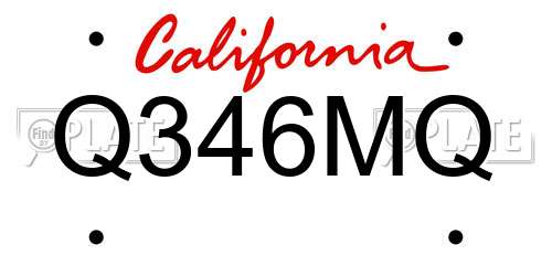 Q346MQ California License Plate