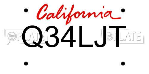 Q34LJT California License Plate
